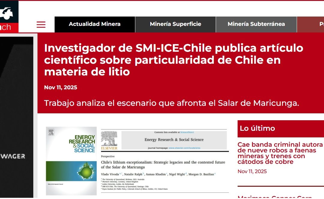 Medios especializados destacan publicación científica de Nigel Wight sobre la excepcionalidad de Chile en materia de litio